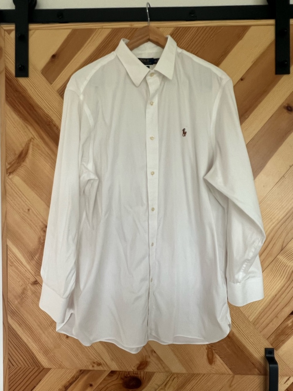 Ralph Lauren White Button-Down Dress Shirt with Polo Logo